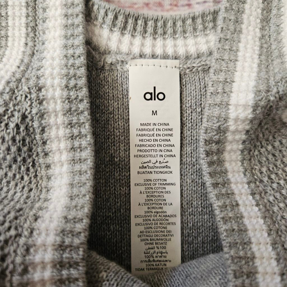 Alo Yoga Tennis Club Sweater Knit Dress Tank Heather Gray White Womens Medium - Picture 3 of 6